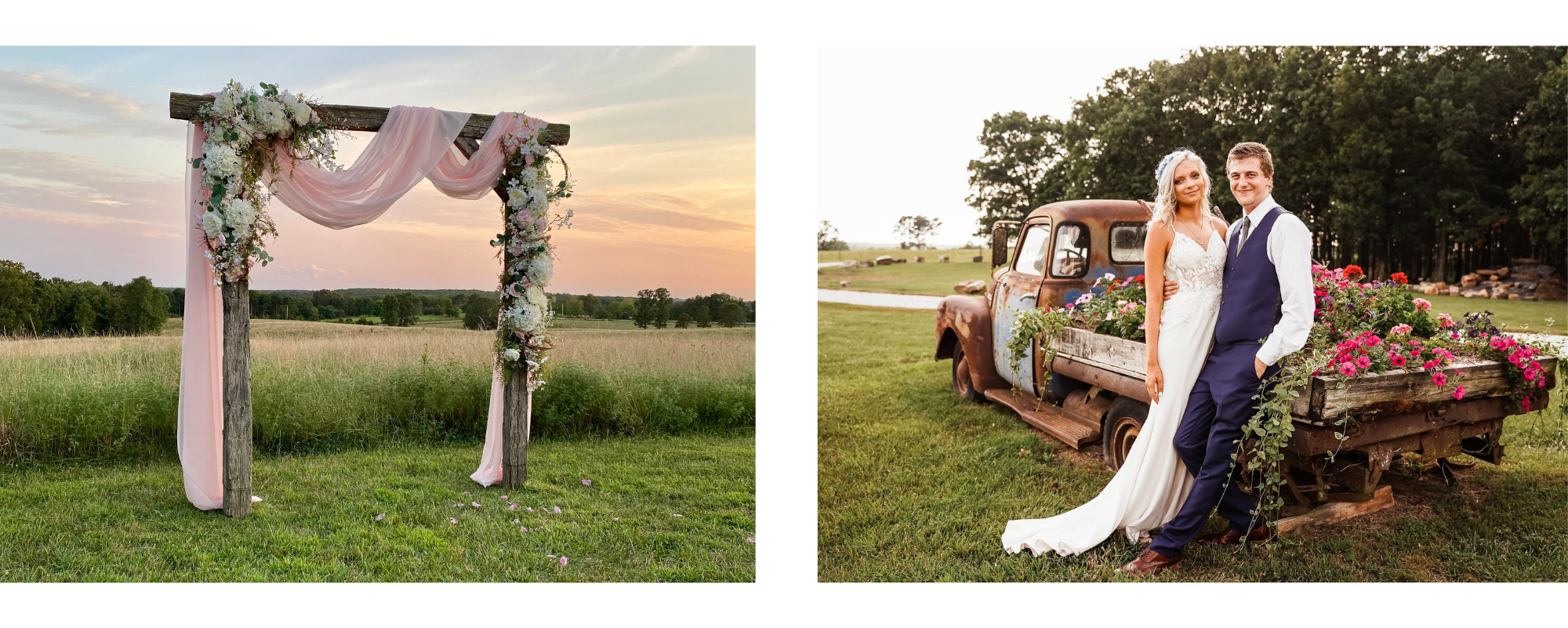 Outdoor rustic wedding collage